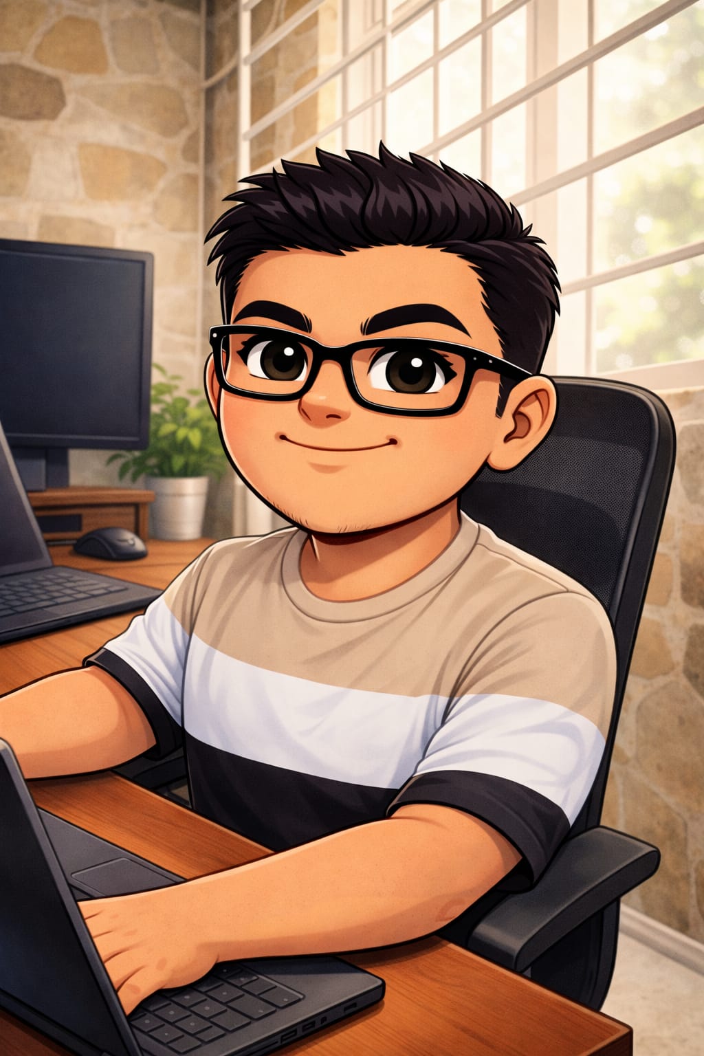 Caricatura del profe Mauricio, profesor de informática